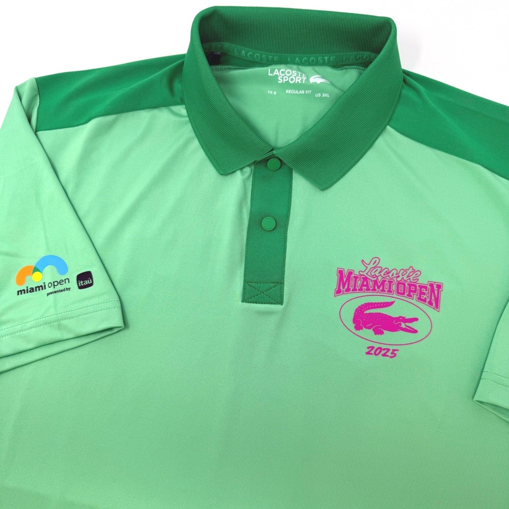 Lacoste Sport Mens 3XL Miami Open 2025 Regular Fit Polo Shirt Green US FA13751